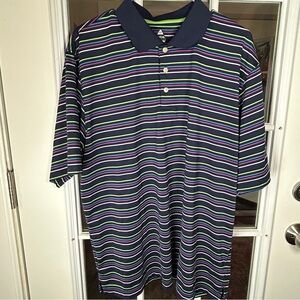 Bolle‎ Men's Striped Polo Shirt - Navy, Pink, Green Size XL